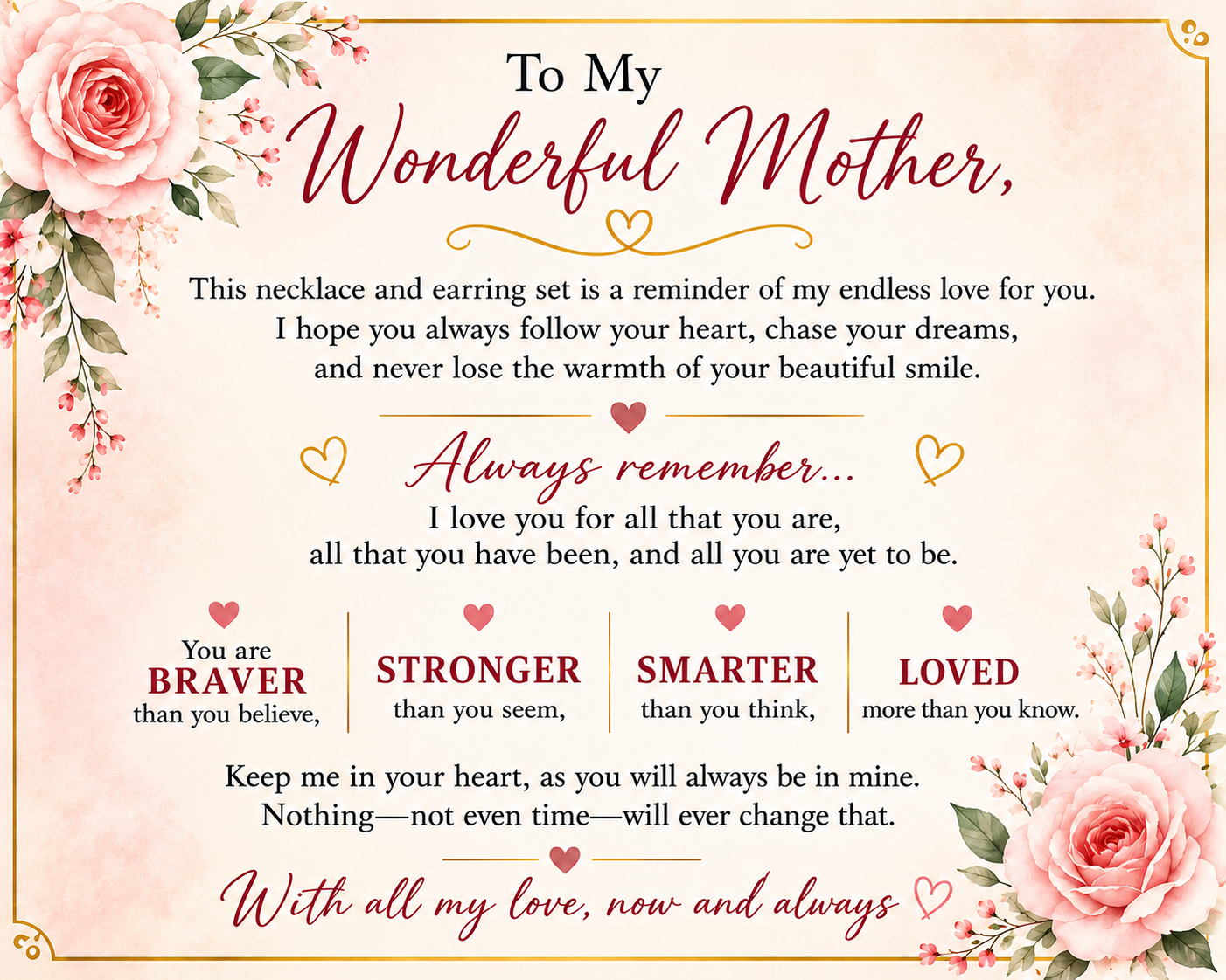 To My Wonderful Mother – Love Knot Necklace & Earrings Gift Set | 14K White Gold