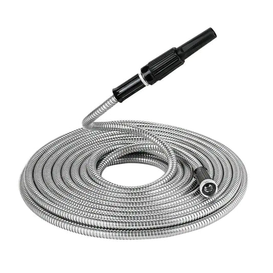 304 Stainless Steel Garden Hose Tough Tangle-Free Flexible Crush and Puncture Resistant 25 ft